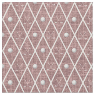 Golf Balls & Clubs Argyle on Redwood Fabric