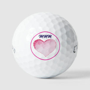 Golf Balls CUSTOM INITIAL WATERCOLOR PINK HEART 
