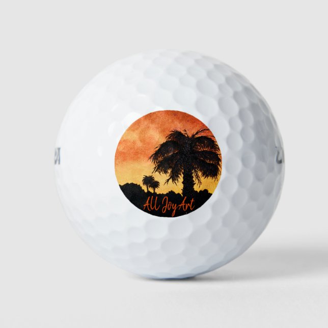 Golf Balls - "Desert Gold Sunset"  by All Joy Art (Front)