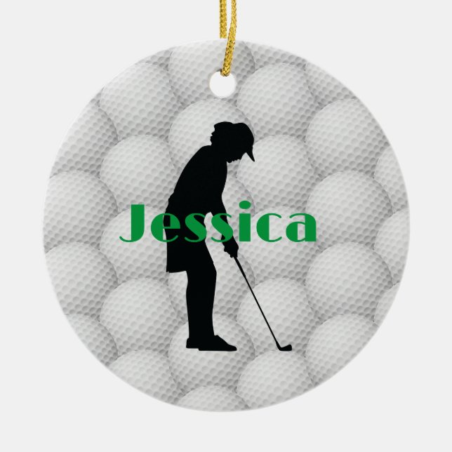 Golf Balls Golfer Abstract Design Ceramic Ornament (Front)