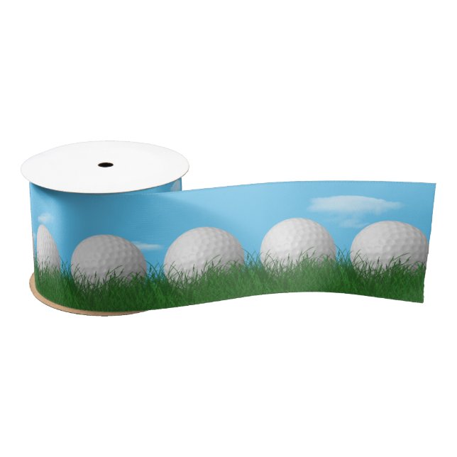 Golf Balls In Grass Satin Ribbon (Spool)