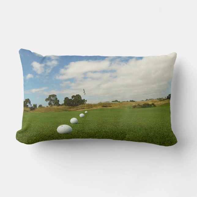 Golf Balls Lined Up To Flag, Lumbar Cushion (Front)