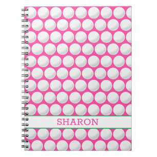 Golf Balls Name Pink Green White Notebook