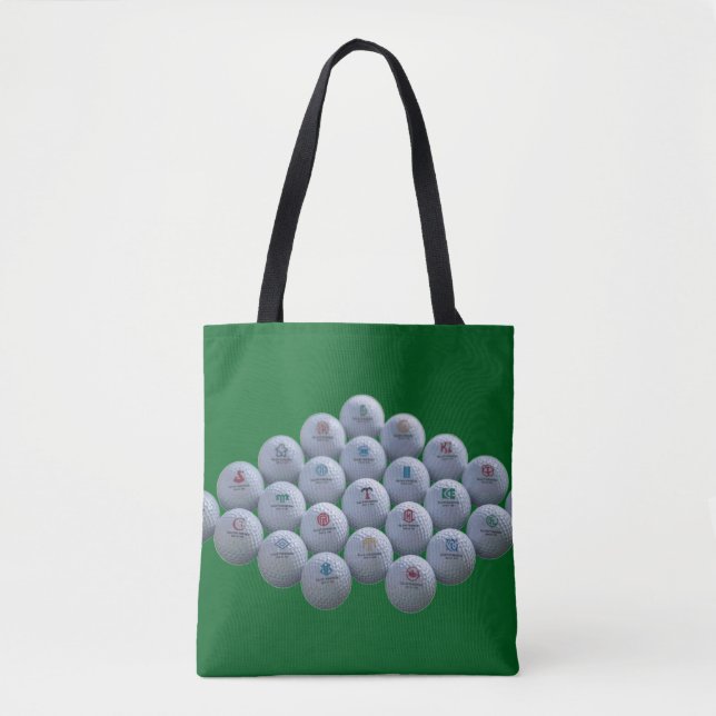 Golf Balls on a Green Background Are on a Shopping Tote Bag (Front)