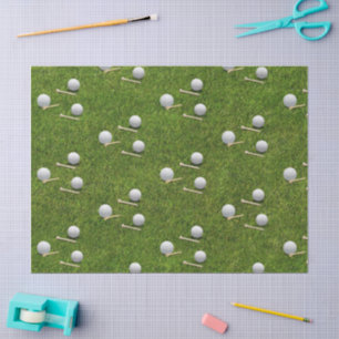 Golf Balls on  Green grass background Tissue Paper