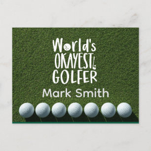 Golf balls on green grass World Okayest Golfer Postcard