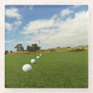 Golf Balls On The Green, Glass Coaster