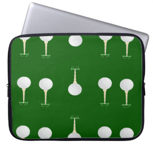 Golf balls pattern on green laptop sleeve