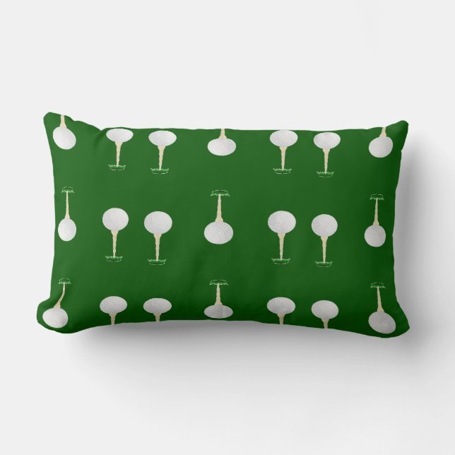 Golf balls pattern on green lumbar cushion (Front)