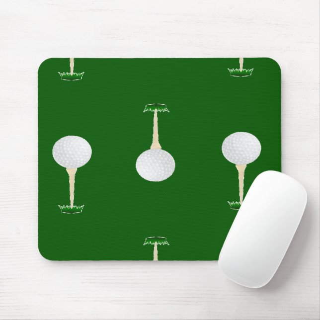 Golf balls pattern on green mouse pad (With Mouse)