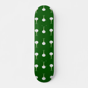 Golf balls pattern on green skateboard