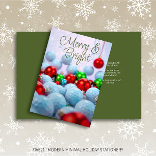 Golf Balls & Shiny Ornaments • Green Holiday Card