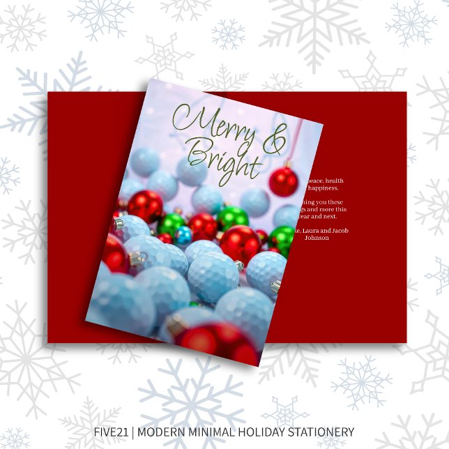 Golf Balls & Shiny Ornaments • Red Holiday Card (Creator Uploaded)