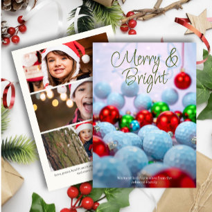 Golf Balls & Shiny Ornaments • Three Photo Holiday Card