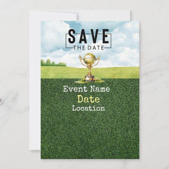 Golf balls with putter Save the Date Minimal Invitation (Front)