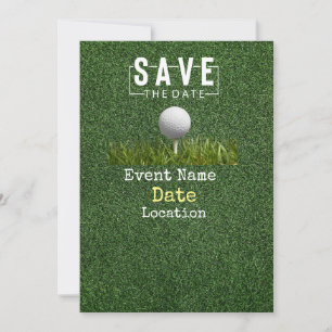 Golf balls with putter Save the Date Minimal Invitation