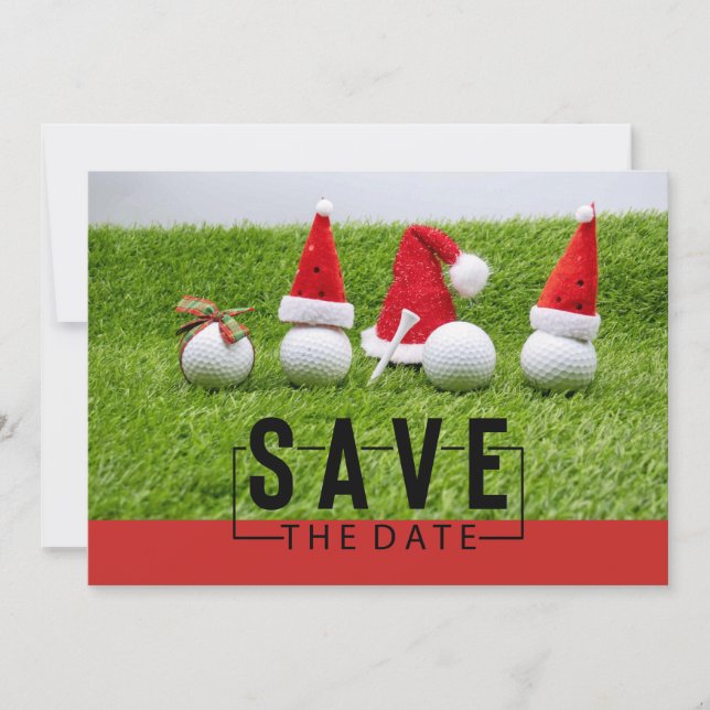 Golf balls with Santa hats Christmas Invitation (Front)