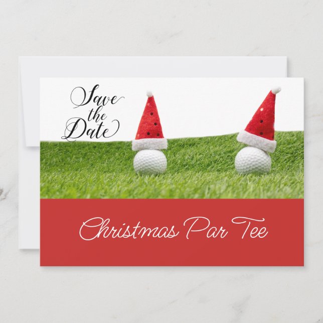 Golf balls with Santa hats Christmas Invitation (Front)