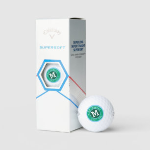 Golf Balls with Stylish Blue Green Monogram