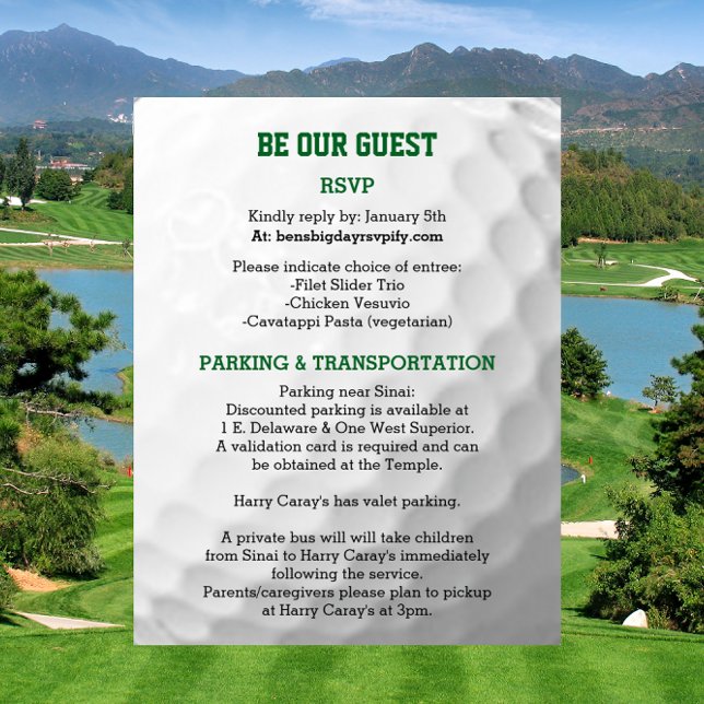Golf Bar Mitzvah Guest Information Card (Creator Uploaded)