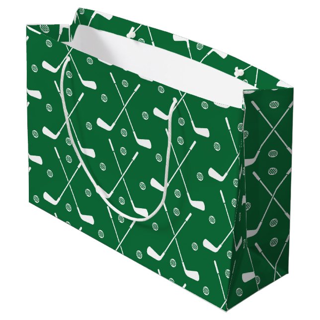 Golf Bat And Green Backgrond Large Gift Bag (Back Angled)