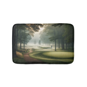 Golf Bath Mat With Trendy Golf Course Scene