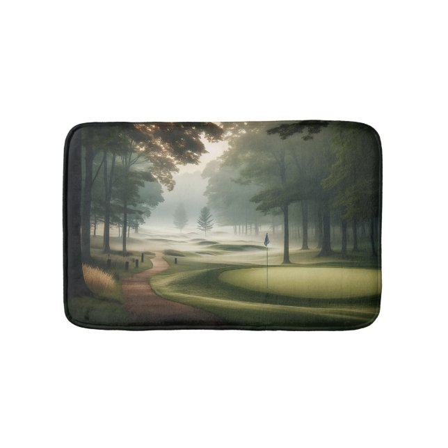 Golf Bath Mat With Trendy Golf Course Scene (Front)
