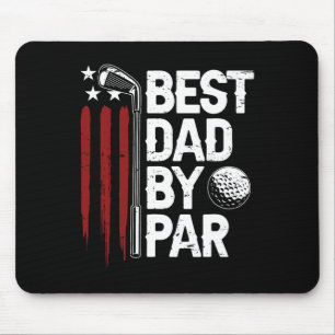 Golf Best Dad By Par Daddy Golfer American Flag Fa Mouse Pad