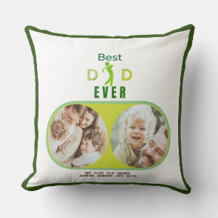 Golf Best Dad Ever Kids Family Photo Fathers Day Cushion