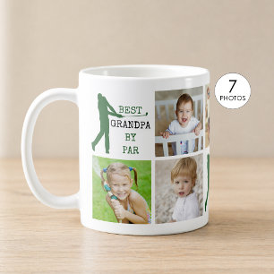 Golf BEST GRANDPA BY PAR 7 Photo Collage Coffee Mug