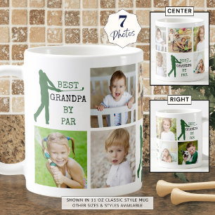 Golf BEST GRANDPA BY PAR 7 Photo Collage Coffee Mug