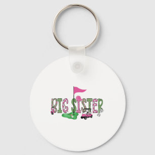 Golf Big Sister Pink Hole In One Golf 1st Birthday Key Ring