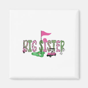 Golf Big Sister Pink Hole In One Golf 1st Birthday Magnet