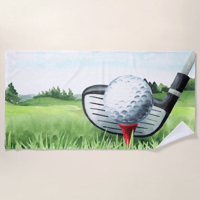 Golf Birthday Beach Towel (Front)