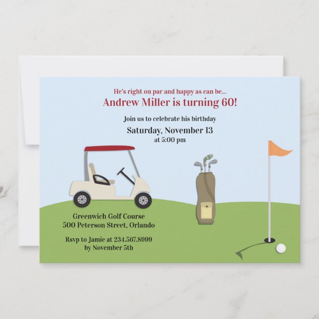 Golf Birthday Flat Invitation (Front)