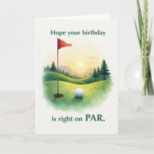 Golf Birthday Funny Right on Par Green Watercolor Card