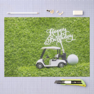 Golf  Birthday  golf cart on green Tissue Paper