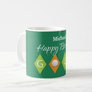 Golf Birthday Green Diamond Shapes Coffee Mug