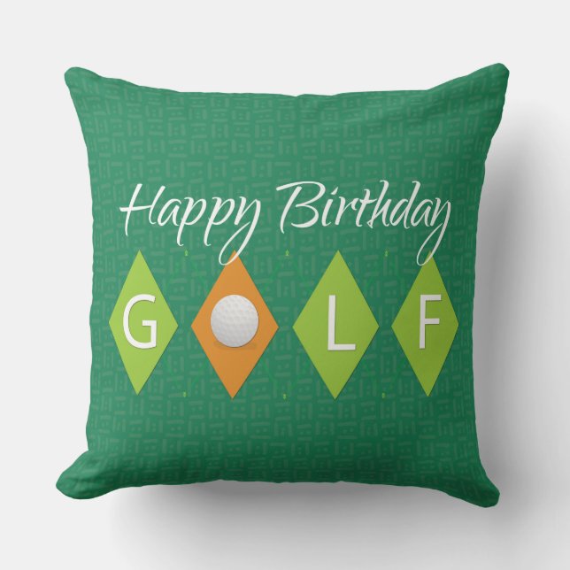 Golf Birthday Green Diamond Shapes Cushion (Front)