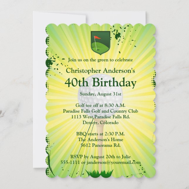 Golf Birthday invitation. Invitation (Front)