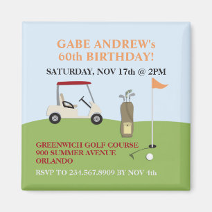 Golf Birthday Invitation Magnet