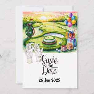 Golf Birthday Party decoration on the course Invitation