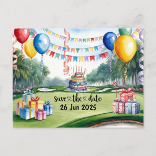 Golf Birthday Party decoration on the course Invitation Postcard