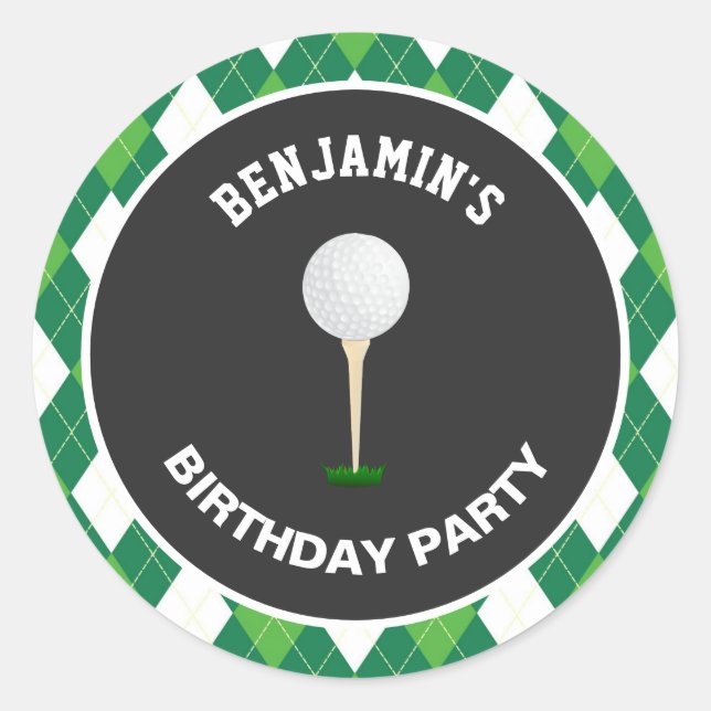 Golf Birthday Party Favour Sticker (Front)