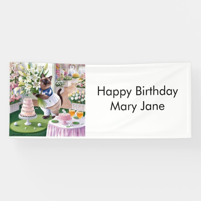 Golf Birthday Party for Cat Lover Golfer Banner (Horizontal)