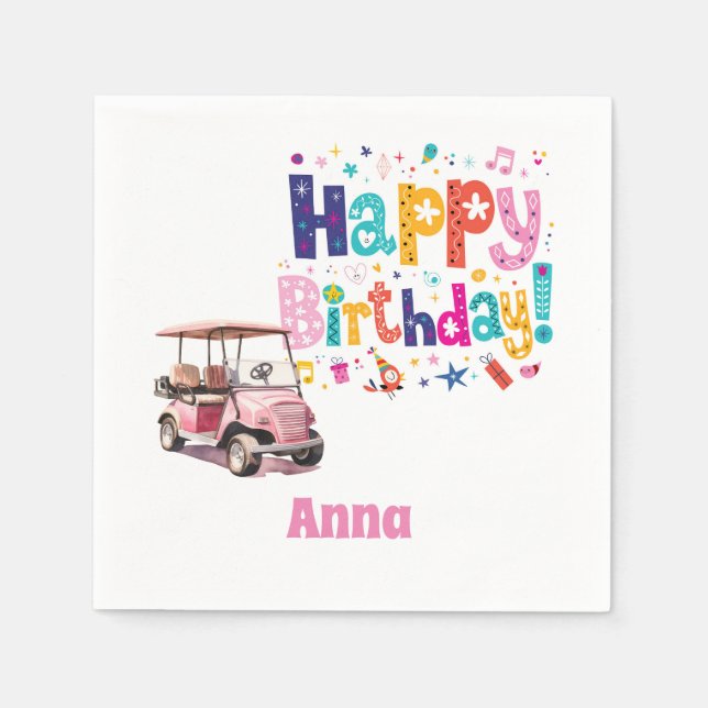 Golf Birthday Party for woman golfer Napkin (Front)