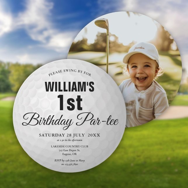 Golf Birthday Party Golf Ball Photo Invitation (Golf Birthday Party Golf Ball Photo Invitation)
