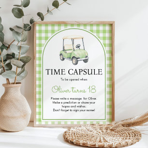 Golf Birthday Party Green Time Capsule Sign