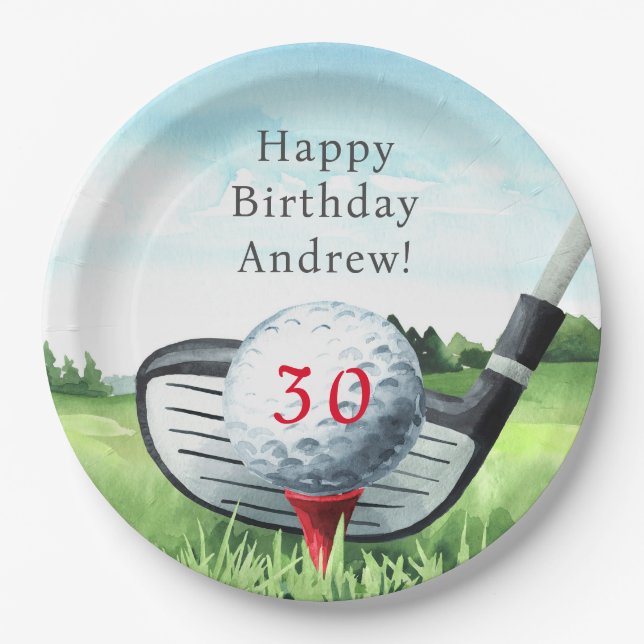 Golf Birthday Party I Let's Par-Tee! Paper Plate (Front)