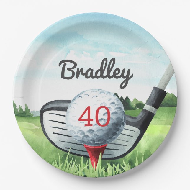 Golf Birthday Party I Let's Par-Tee! Paper Plates (Front)